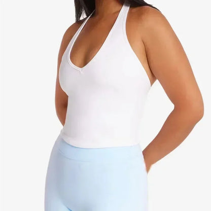 Women sexy halter halter fitness wear Yoga vest with chest pad Sports bra Sports shorts Yoga fitness clothing