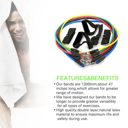 11Pcs Resistance Bands Set – Workout & Fitness Tubes