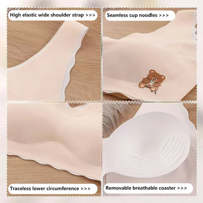 2pcs Sports Bras Women Ice Silk Comfortable Breathable Suitable For Girls Without Steel Rings Vest Bra Fashionable Lightweight