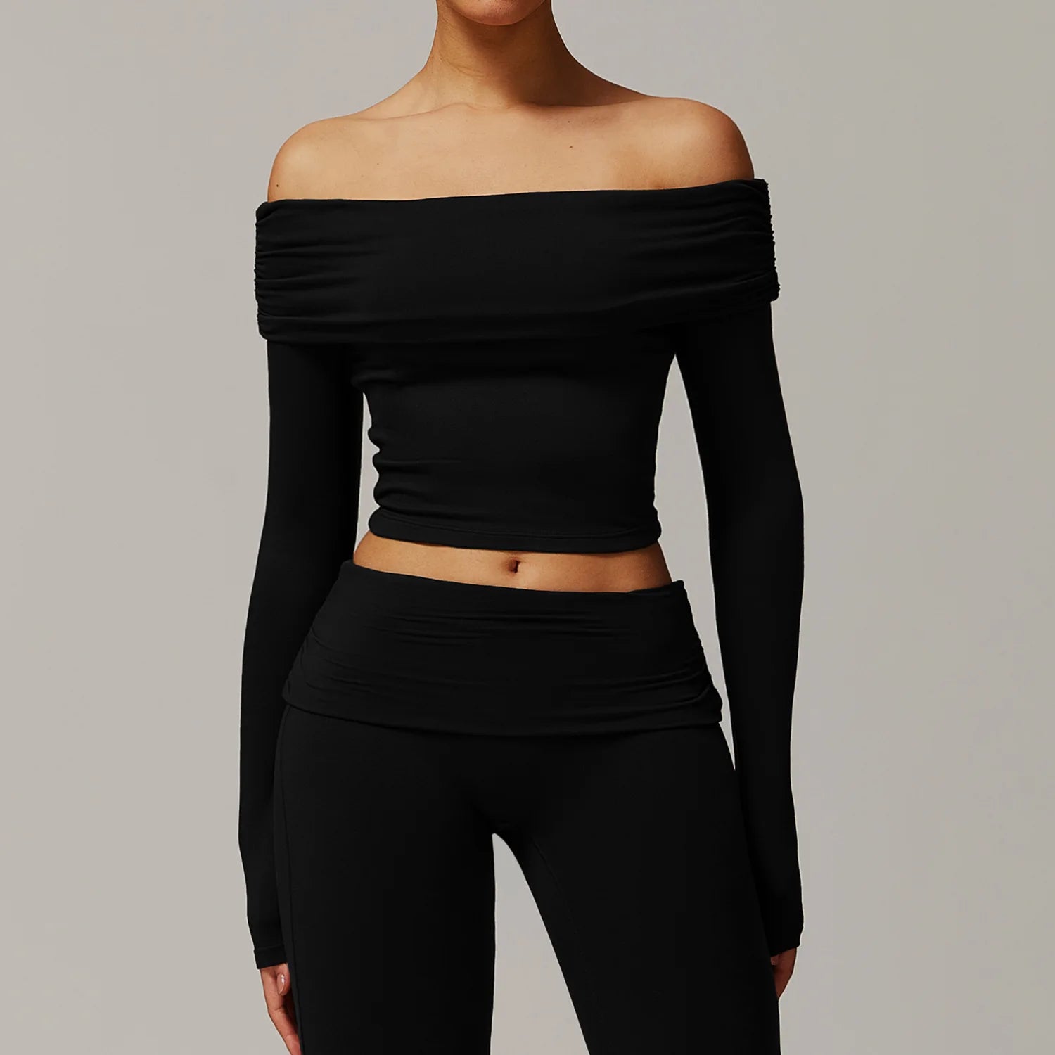 Yoga T-shirts Off Shoulder Long Sleeve Women Solid Sports Top Gym Workout Running Shirts Sexy Quick Dry Fitness Gym Sport Wear