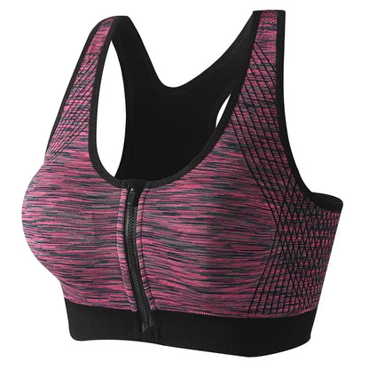 New Sports Bra Women Space Dyed Front Zipper Running Shockproof Vest Gym Jogging Crop Top Female Tops Sport Bras Sutian Feminino