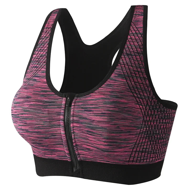 New Sports Bra Women Space Dyed Front Zipper Running Shockproof Vest Gym Jogging Crop Top Female Tops Sport Bras Sutian Feminino