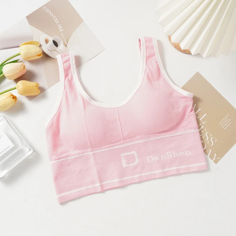 Women's Sports Letter Bras Fitness Seamless Plus Size Bra Tops Full Coverage Wireless Femme Bralette Bra