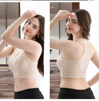 Sports Bra for Women, Back Padded Strappy Sports Bras Medium Support Yoga Bra with Fixed Cups