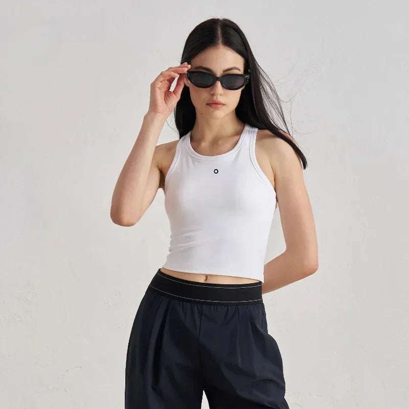 Yoga Vest Women Clothes Soft Breathable Pure Cotton Motion Fitness Womens Tops Solid Color Light Thin Wearing Outside Halter Top