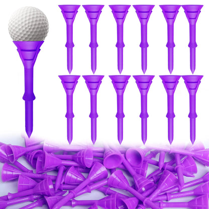 Golf Tees Plastic 3 1/4 inch Upgrade Bulk 50 Pack Reduce Friction Side Spin Durable Stable 83mm Long Tee for Golfer Practice