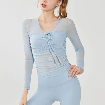 Yoga Suits for Women New Sports Tops with Chest Pads and Long Sleeves Professional Pilates Training Fitness Outside Clothing