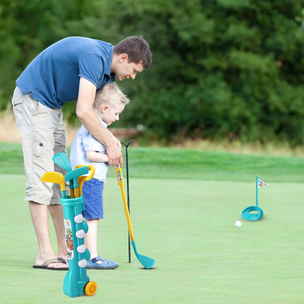 Game Outdoor Sports Golf Clubs Set Children Club Ball Green Hole Cup Group with Wheel Sports Fitness Toys Set