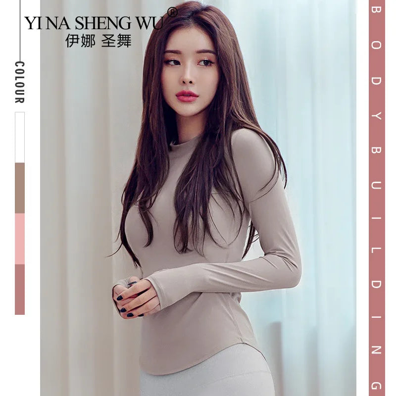 Yoga Tops Autumn Winter New Sports Fitness Yoga Clothes Tops Simple Stretch Yoga Clothes Long Sleeve T-shirt Women Shirt New