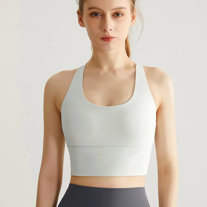 Sports Bra Women Summer Shock-absorbing Gathering Double Breast Strap Yoga Vest Quick Drying Anti Sagging Shaping Fitness Bra