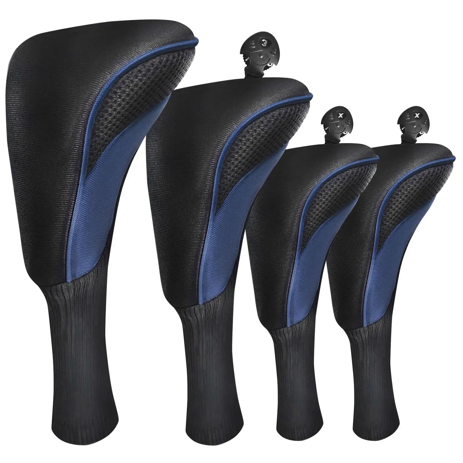 Golf Club Head Covers for Woods Driver Fairway Hybrid Value 4 Pack, Long Headcover Interchangeable Accessories