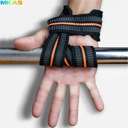 MKAS Padded Cotton Lifting Straps For Deadlifts Weight Lifting Wrist Support Belt Crossfit Hand Grips Fitness Bodybuilding