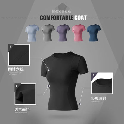 2024 fashion Spring Summer New Yoga Clothes Top Short Sleeve Women's Workout Simple Running Fitness T-shirt Gym Sport Running